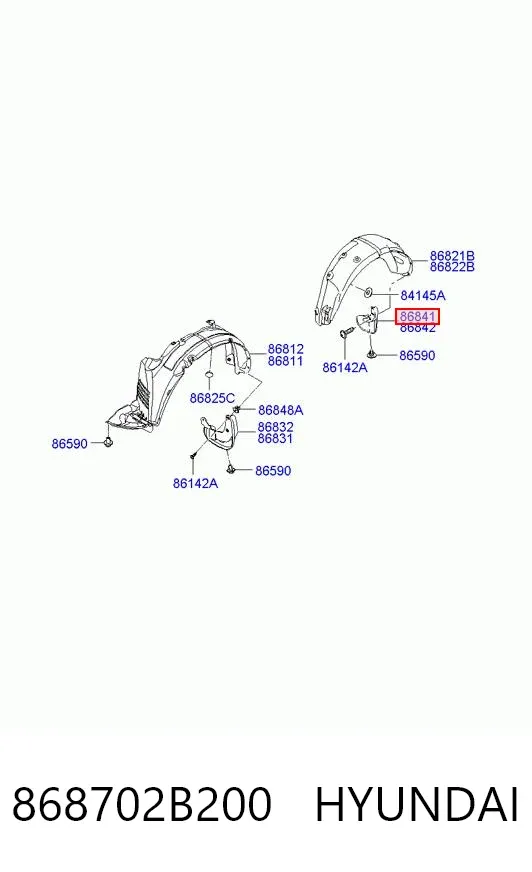Брызговик задний левый 868702B200 Hyundai/Kia