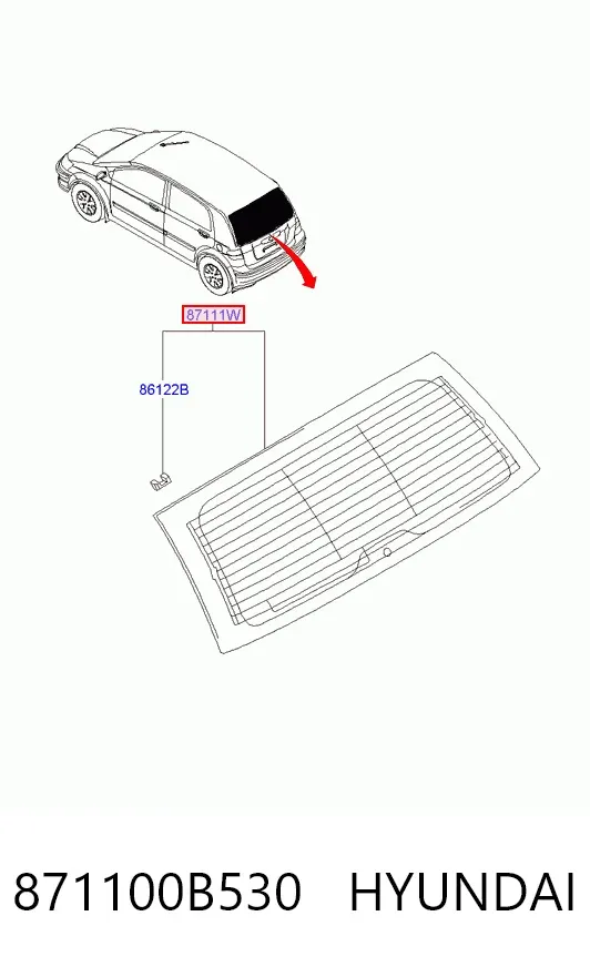 Стекло багажника двери 3/5-й задней (ляды) 871100B530 Hyundai/Kia