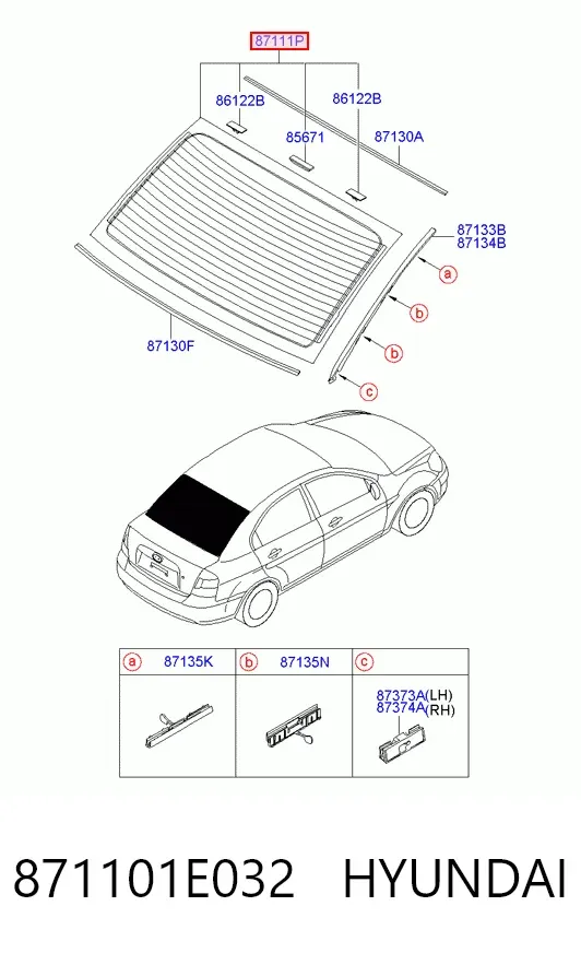 Заднее стекло 871101E032 Hyundai/Kia