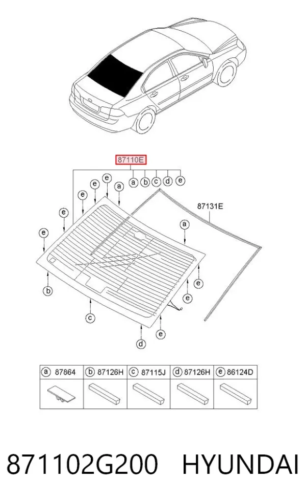 Заднее стекло 871102G200 Hyundai/Kia