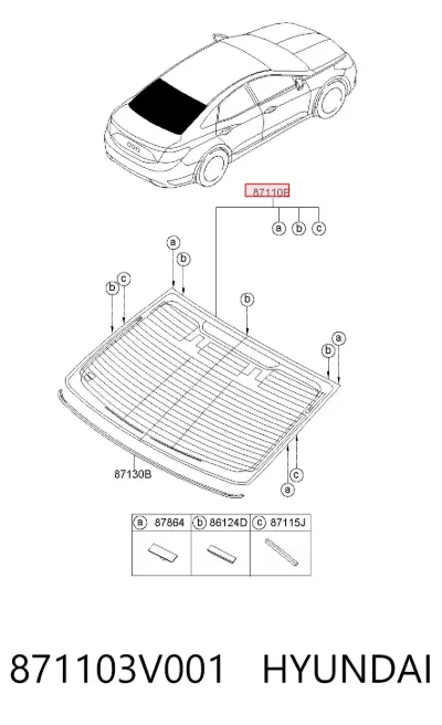 Стекло заднее HYUNDAI 871103V001