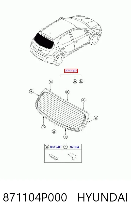 Стекло багажника двери 3/5-й задней (ляды) 871104P000 Hyundai/Kia