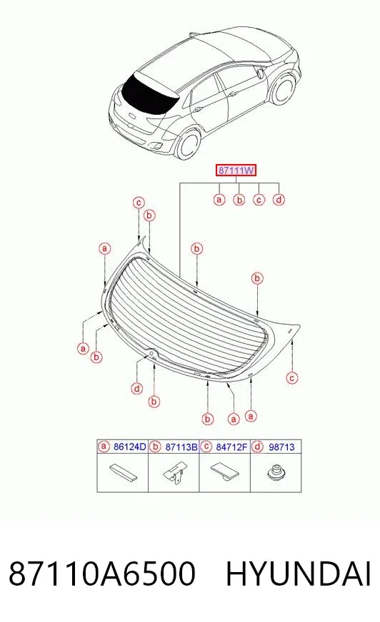 Стекло багажника двери 3/5-й задней (ляды) 87110A6500 Hyundai/Kia