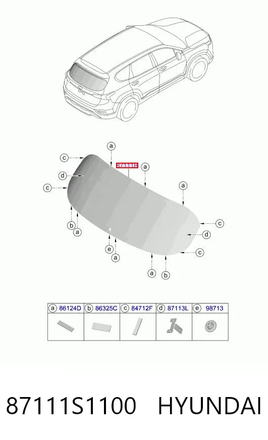 Стекло багажника двери 3/5-й задней (ляды) 87111S1100 Hyundai/Kia