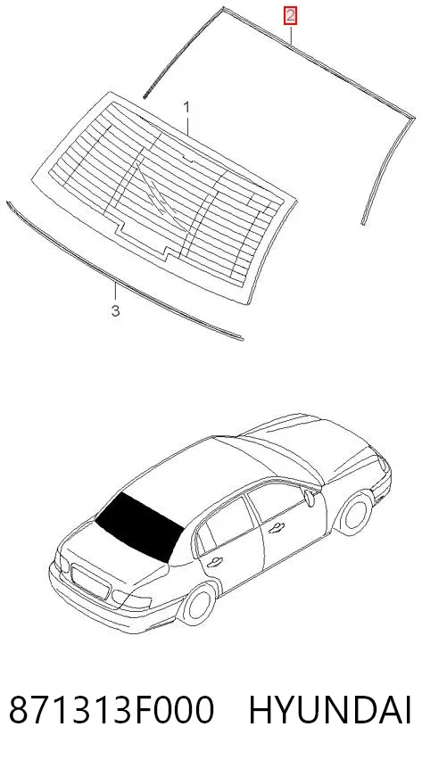 Молдинг стекла заднего верхний 871313F000 Hyundai/Kia
