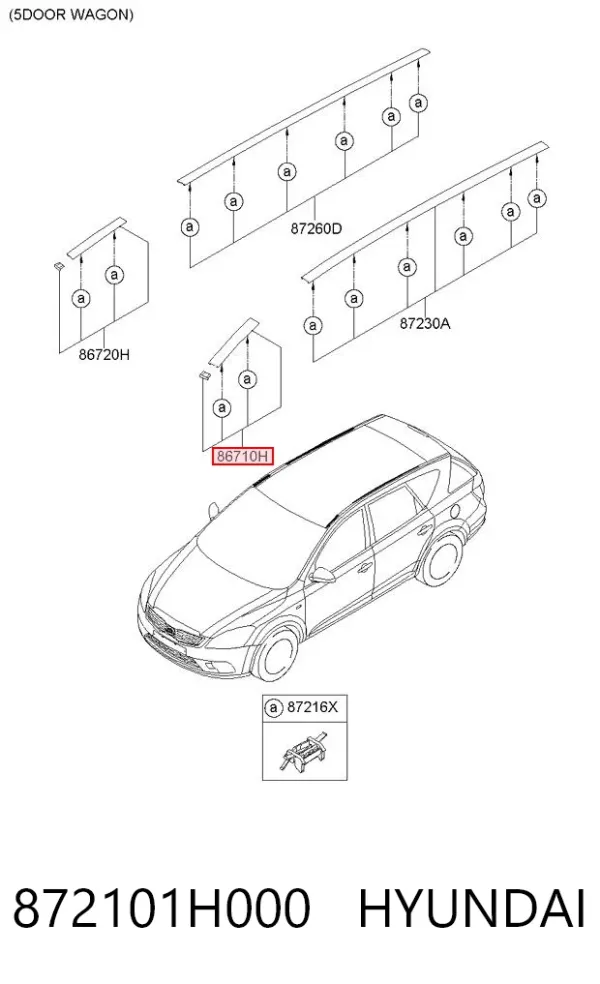 Молдинг крыши левый 872101H000 Hyundai/Kia