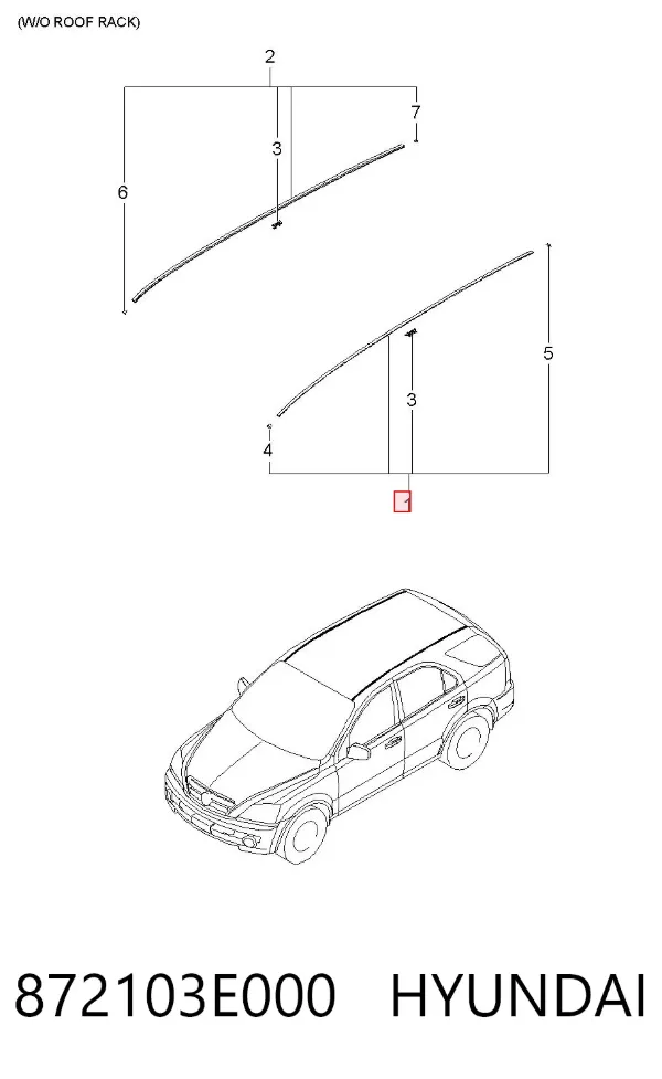 Молдинг крыши левый 872103E000 Hyundai/Kia