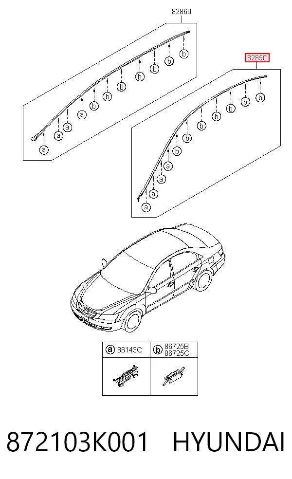 Молдинг крыши левый 872103K001 Hyundai/Kia