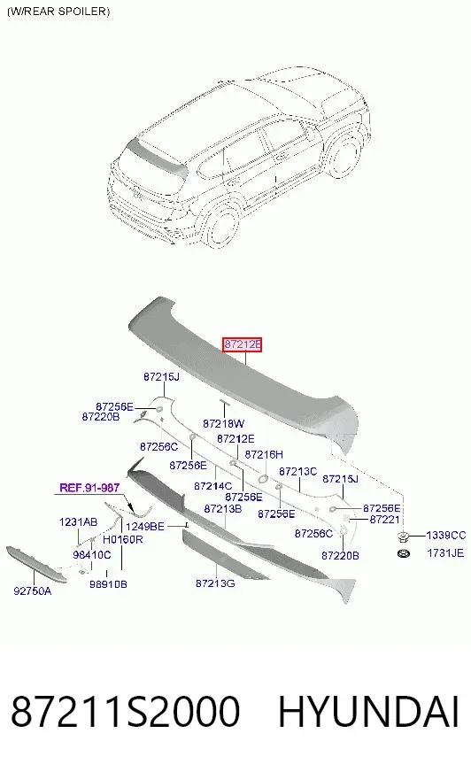 Спойлер багажника (двери 3/5-й задней) 87211S2000 Hyundai/Kia