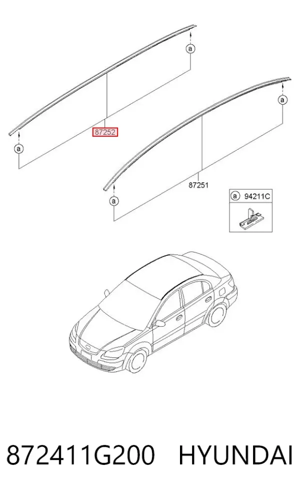 Молдинг крыши правый 872411G200 Hyundai/Kia