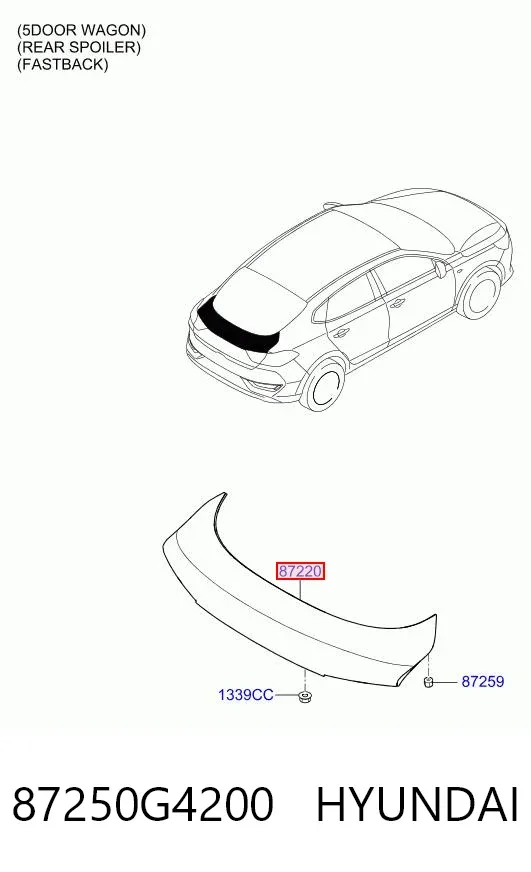 Спойлер багажника (двери 3/5-й задней) 87250G4200 Hyundai/Kia