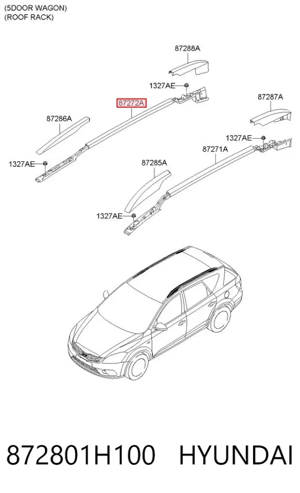 Рейлинг крыши правый 872801H100 Hyundai/Kia