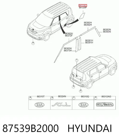 Молдинг крыла заднего левого HYUNDAI 87539B2000