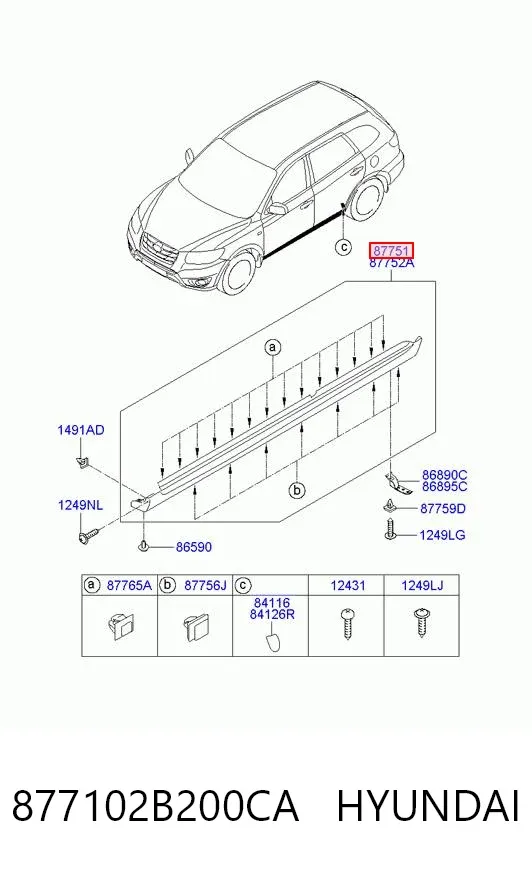 Накладка (молдинг) порога наружная левая 877102B200CA Hyundai/Kia