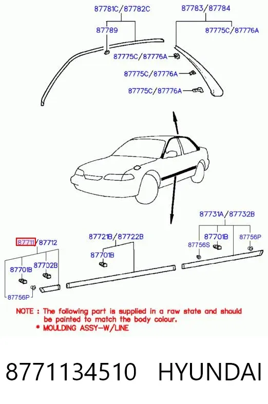 Молдинг крыла переднего левого 8771134510 Hyundai/Kia
