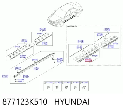 Молдинг двери передней правой HYUNDAI 877123K510
