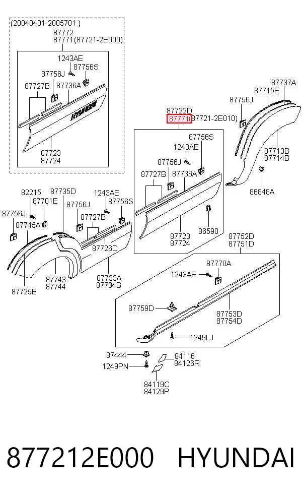 Молдинг двери передней левой 877212E000 Hyundai/Kia