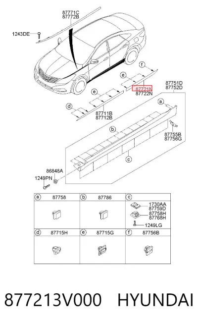 Молдинг двери задней левой HYUNDAI 877213V000