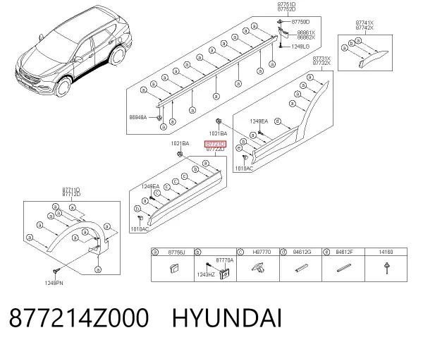 Молдинг двери передней левой 877214Z000 Hyundai/Kia