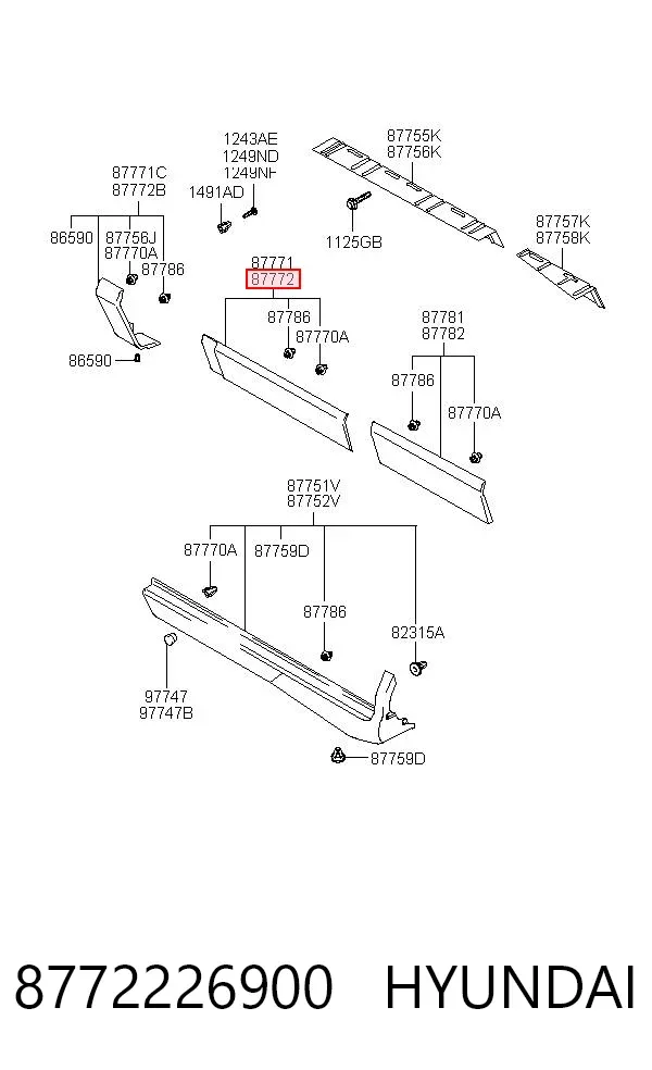 Накладка двери передней правой 8772226900 Hyundai/Kia
