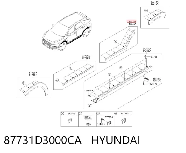 Молдинг задней левой двери 87731D3000CA Hyundai/Kia
