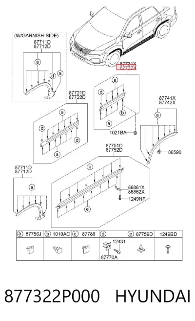 Накладка двери задней правой HYUNDAI 877322P000