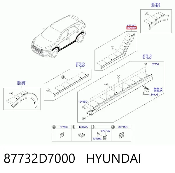 Накладка двери задней правой 87732D7000 Hyundai/Kia