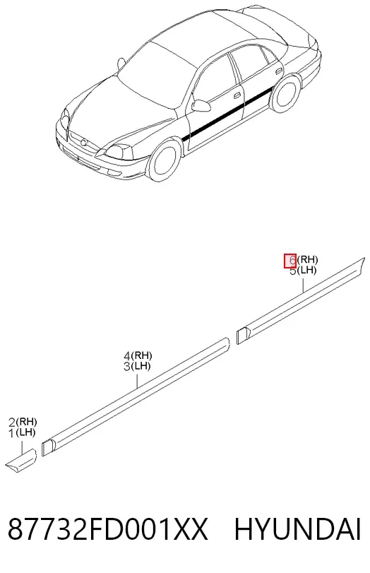 Молдинг двери задней правой 87732FD001XX Hyundai/Kia