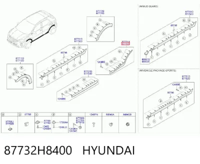Молдинг двери задней правой нижний HYUNDAI 87732H8400