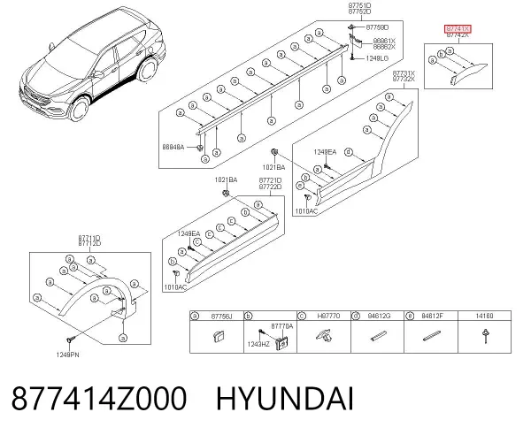 Расширитель (накладка) арки заднего крыла левый 877414Z000 Hyundai/Kia