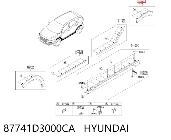 Расширитель (накладка) арки заднего крыла левый 87741D3000CA Hyundai/Kia