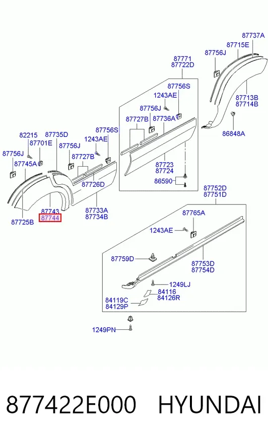 Накладка крыла заднего правого 877422E000 Hyundai/Kia