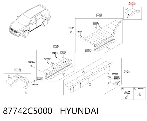 Расширитель (накладка) арки заднего крыла правый 87742C5000 Hyundai/Kia