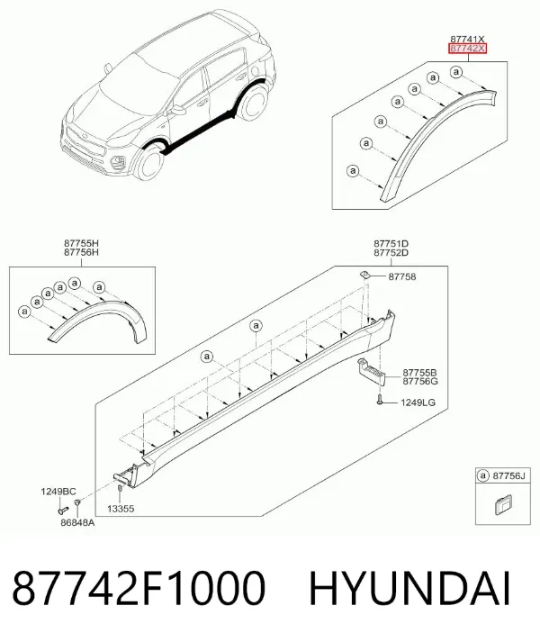 Расширитель (накладка) арки заднего крыла правый 87742F1000 Hyundai/Kia