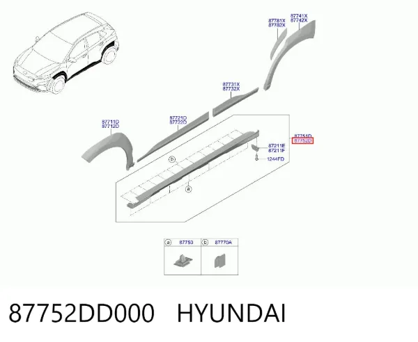Накладка (молдинг) порога наружная правая 87752DD000 Hyundai/Kia
