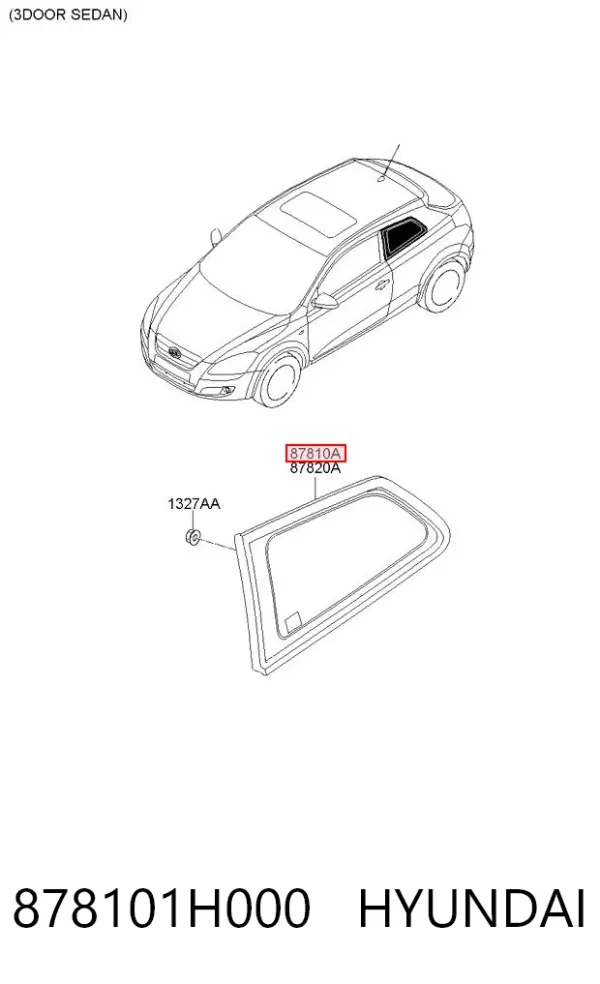Стекло кузова (багажного отсека) левое 878101H000 Hyundai/Kia