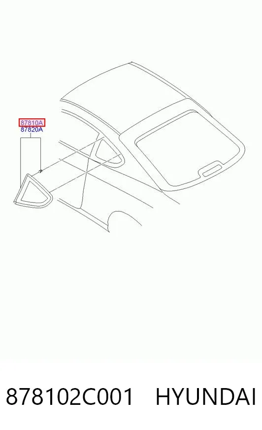 Стекло кузова (багажного отсека) левое 878102C001 Hyundai/Kia