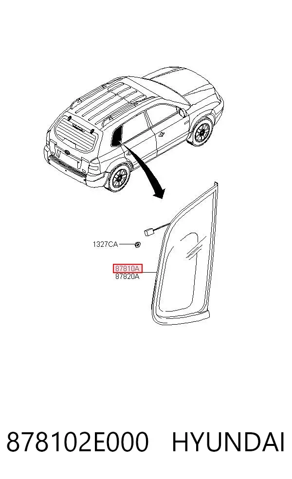 Стекло кузова (багажного отсека) левое 878102E000 Hyundai/Kia