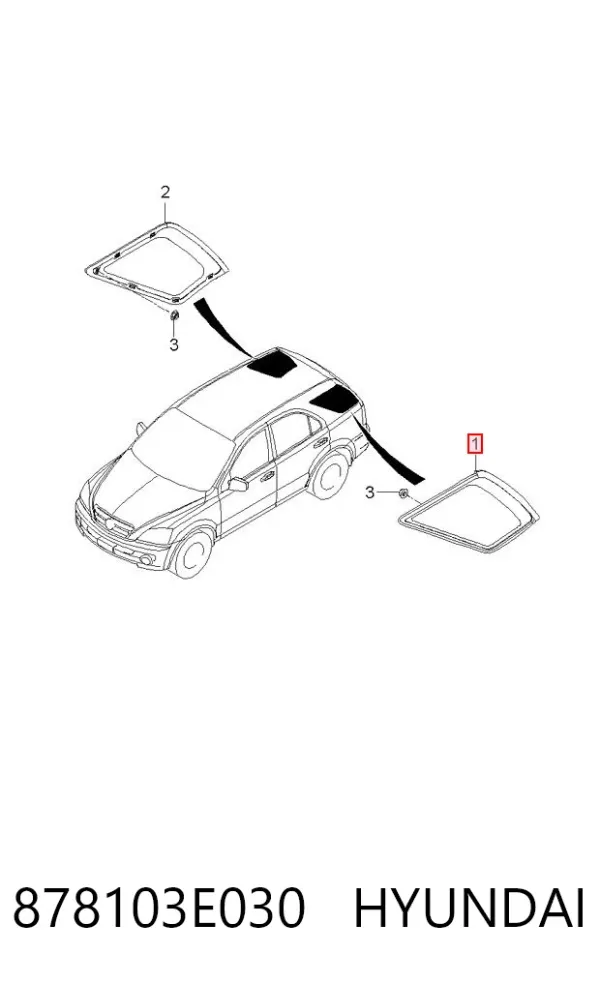 Стекло кузова (багажного отсека) левое 878103E030 Hyundai/Kia