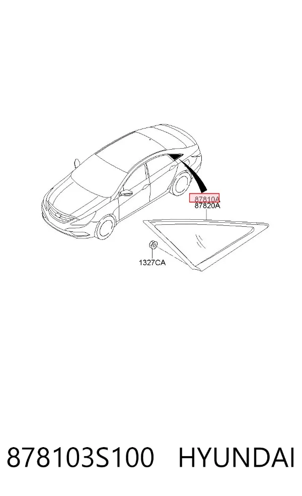 Стекло-форточка двери задней левой 878103S100 Hyundai/Kia