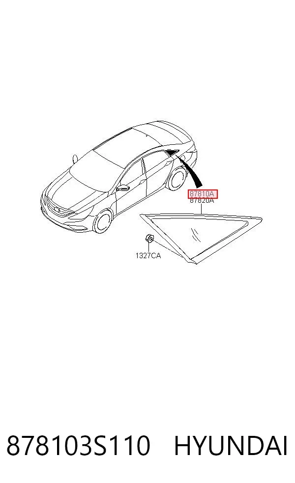 Стекло-форточка двери задней левой 878103S110 Hyundai/Kia