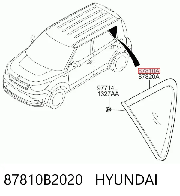 Стекло кузова (багажного отсека) левое 87810B2020 Hyundai/Kia