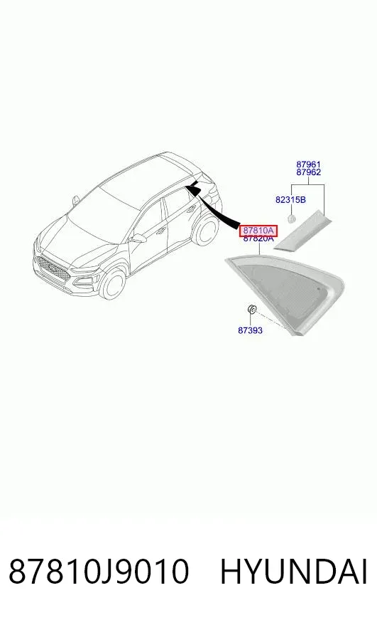 Стекло кузова (багажного отсека) левое 87810J9010 Hyundai/Kia