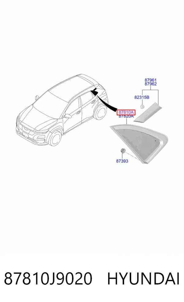 Стекло кузова (багажного отсека) левое 87810J9020 Hyundai/Kia