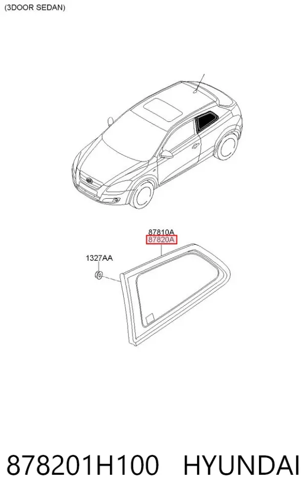 Стекло кузова (багажного отсека) правое 878201H100 Hyundai/Kia