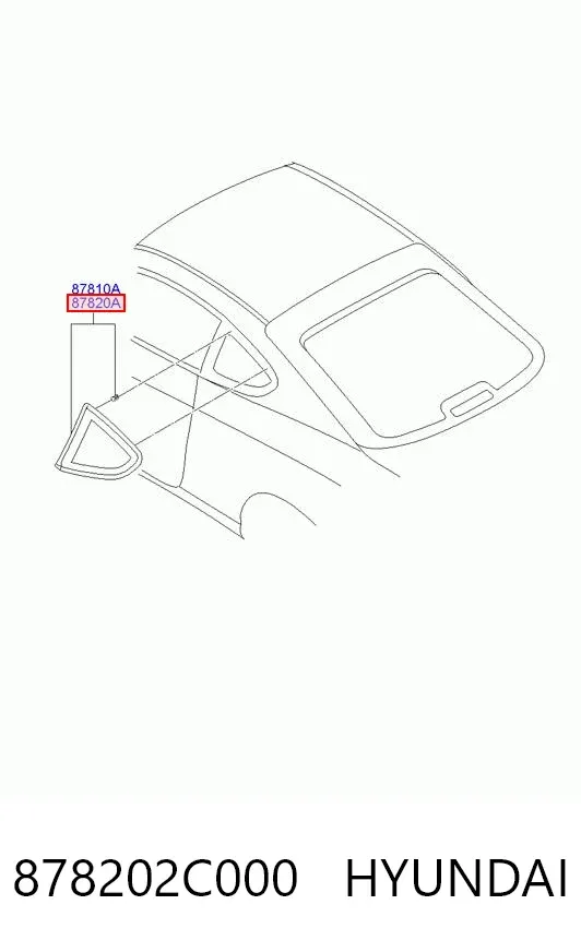 Стекло кузова (багажного отсека) правое 878202C000 Hyundai/Kia