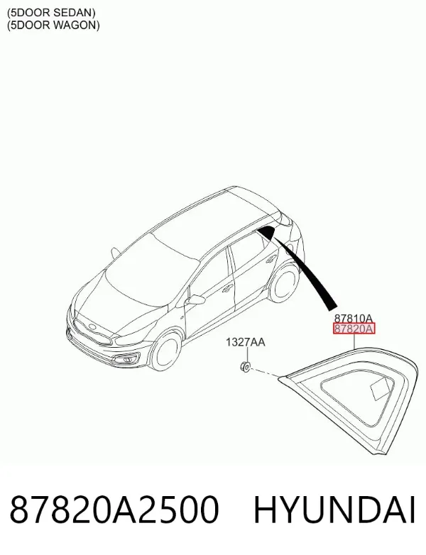 Стекло кузова (багажного отсека) правое 87820A2500 Hyundai/Kia