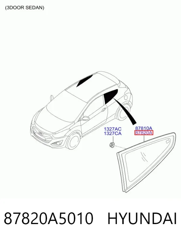 Стекло-форточка двери задней правой 87820A5010 Hyundai/Kia