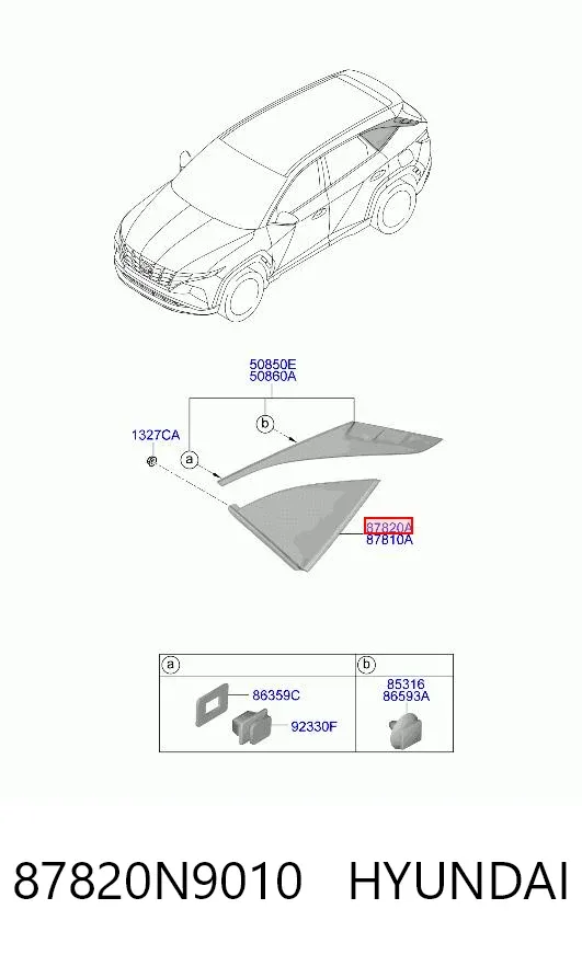 Стекло кузова (багажного отсека) правое 87820N9010 Hyundai/Kia