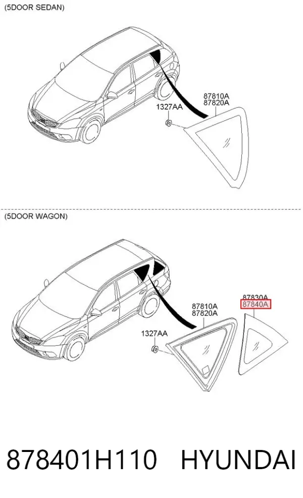 Стекло кузова (багажного отсека) правое 878401H110 Hyundai/Kia